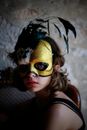 Woman in Black Tank Top With Yellow and Black Mask