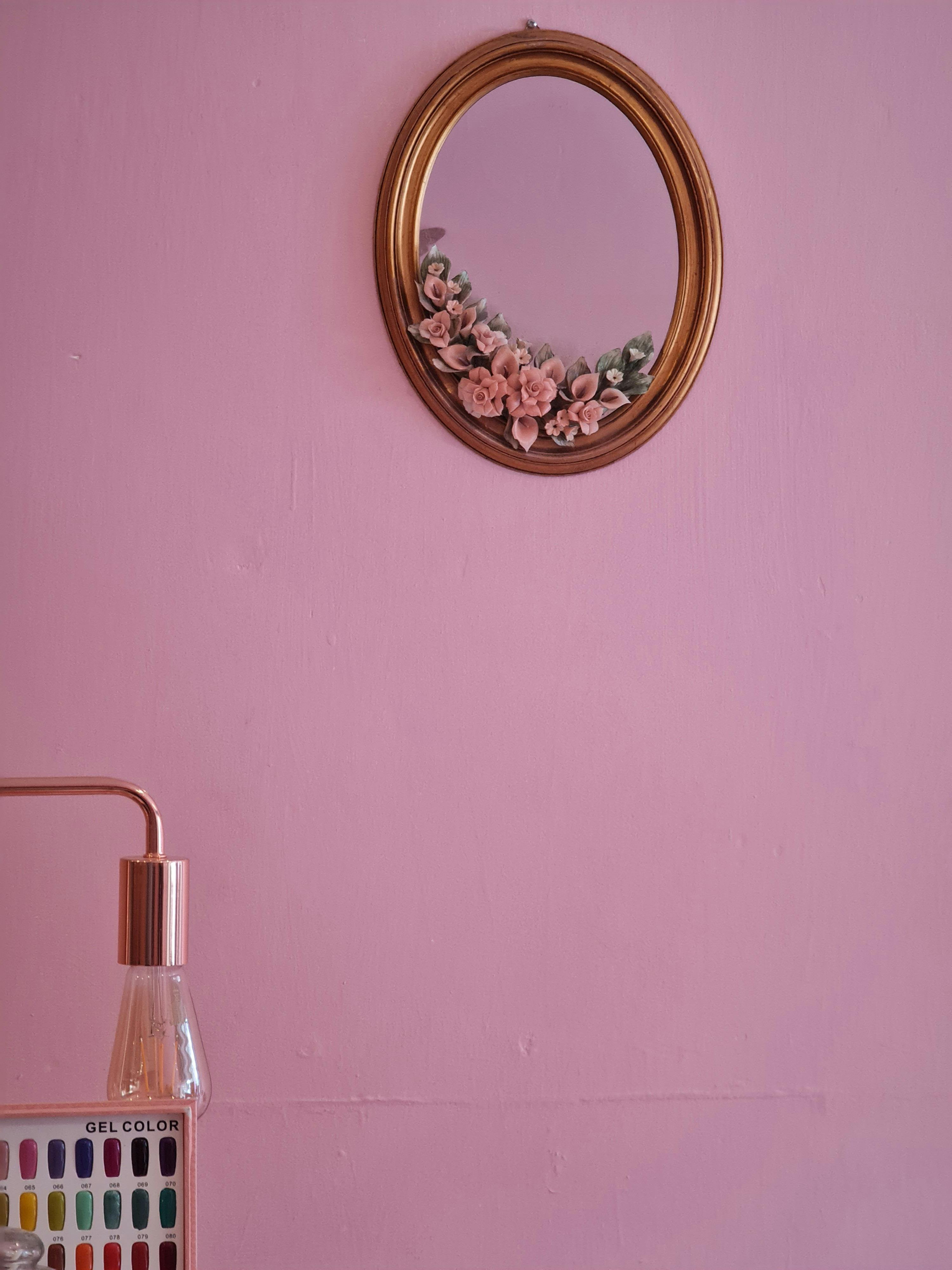 Gold Framed Mirror on Pink Wall · Free Stock Photo