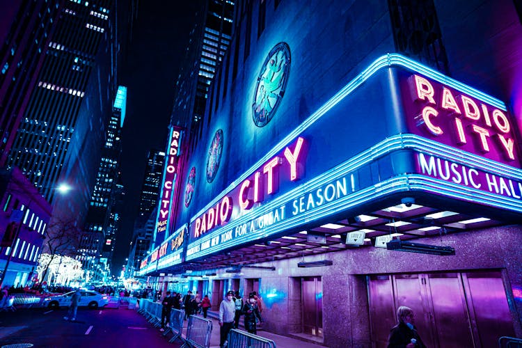 Bright Lights Of Radio City Music Hall At Night