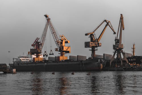 View of a Port with Heavy Machinery 