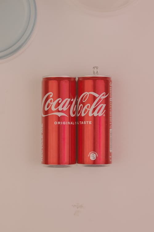 Overhead Shot of Red Soft Drink Cans