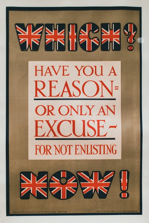 A Poster with Red and White Text
