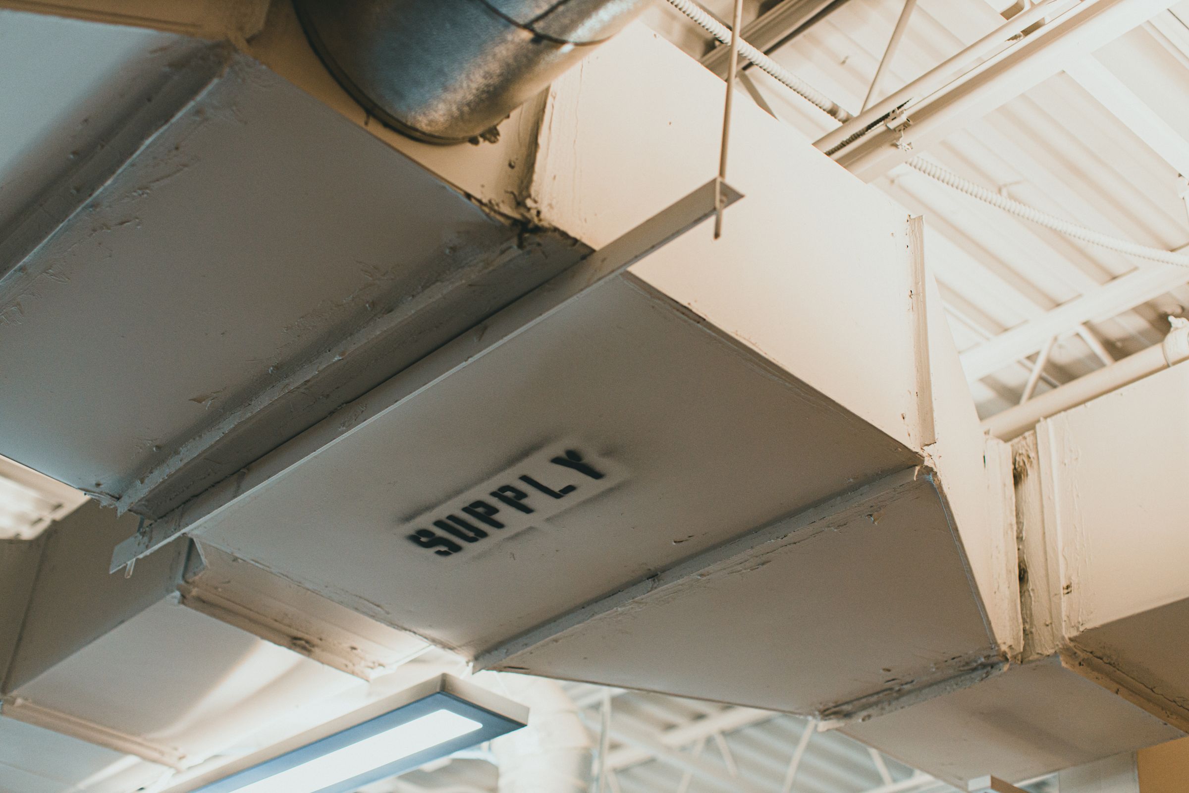 Close-up of an industrial air duct.