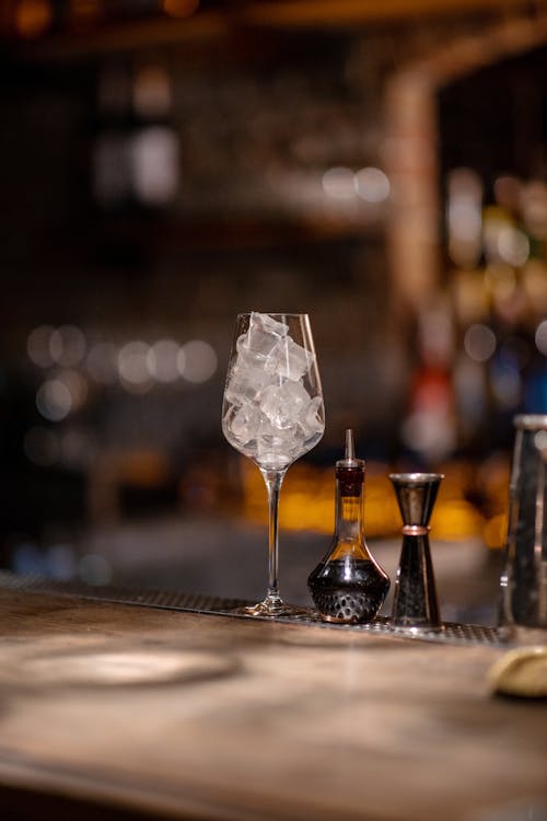 A Wine Glass with Ice