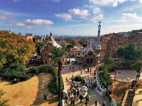 park guell dog walking