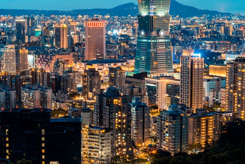 City Buildings during Night Time