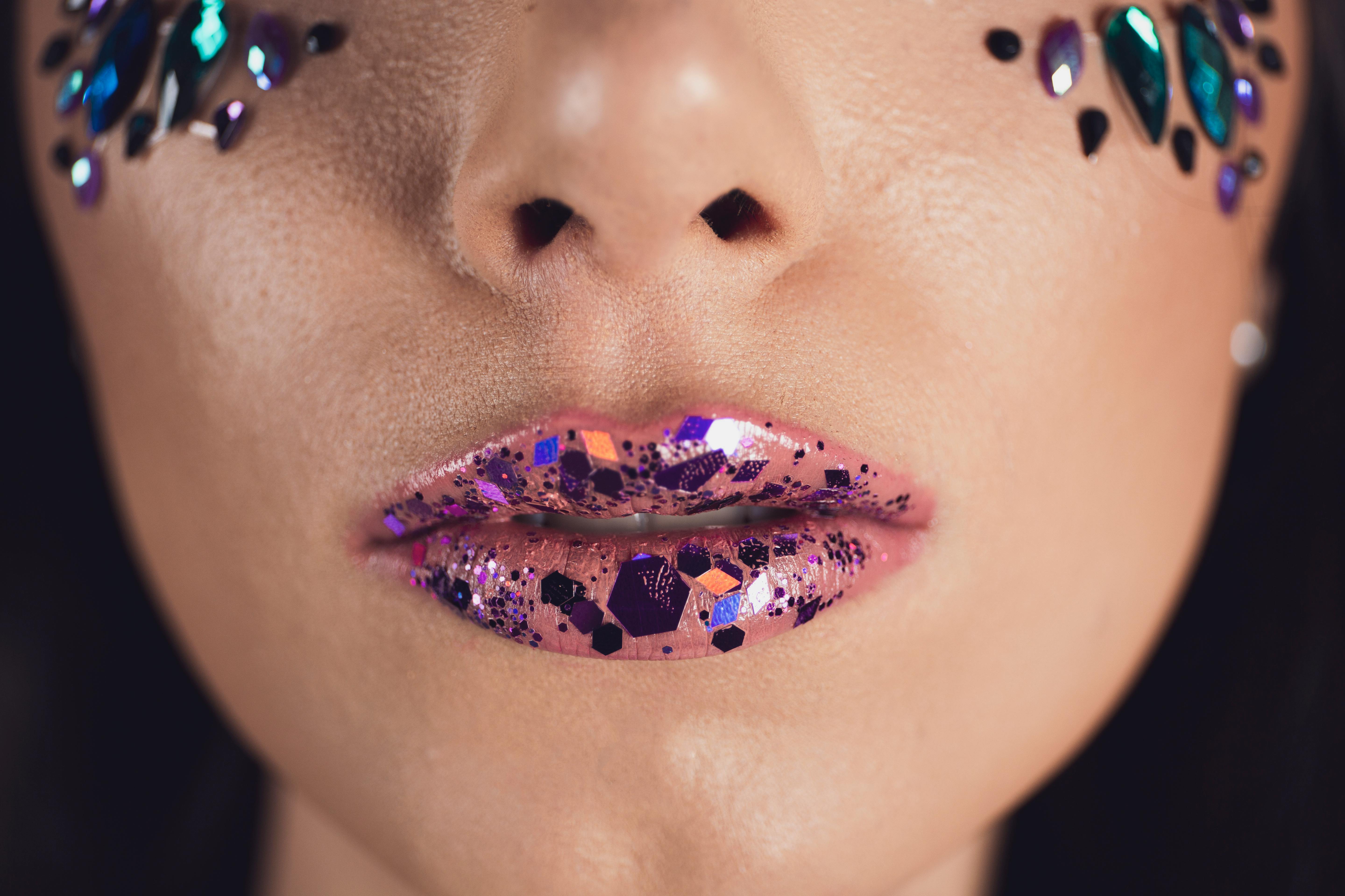 Glitter Lips Mask  Aqua Mixed Media by Chris Andruskiewicz  Pixels