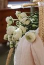 White Roses in Brown Woven Basket