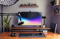 Computer Set on Brown Wooden Table