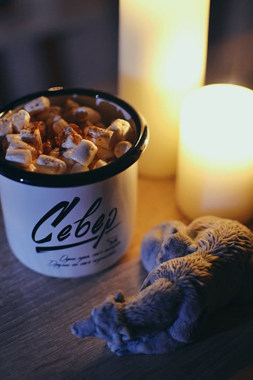 Free Ceramic Mug With Marshmallows Stock Photo