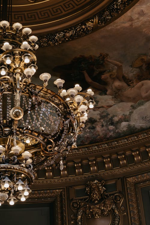 A Gold and White Chandelier