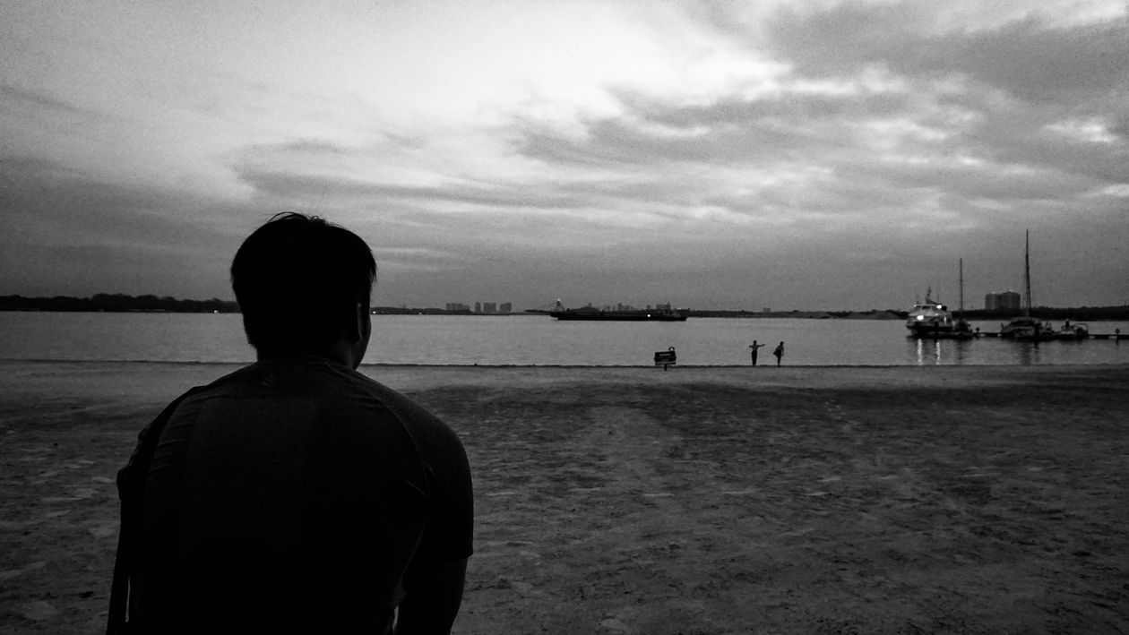 barco, blanco y negro, gente