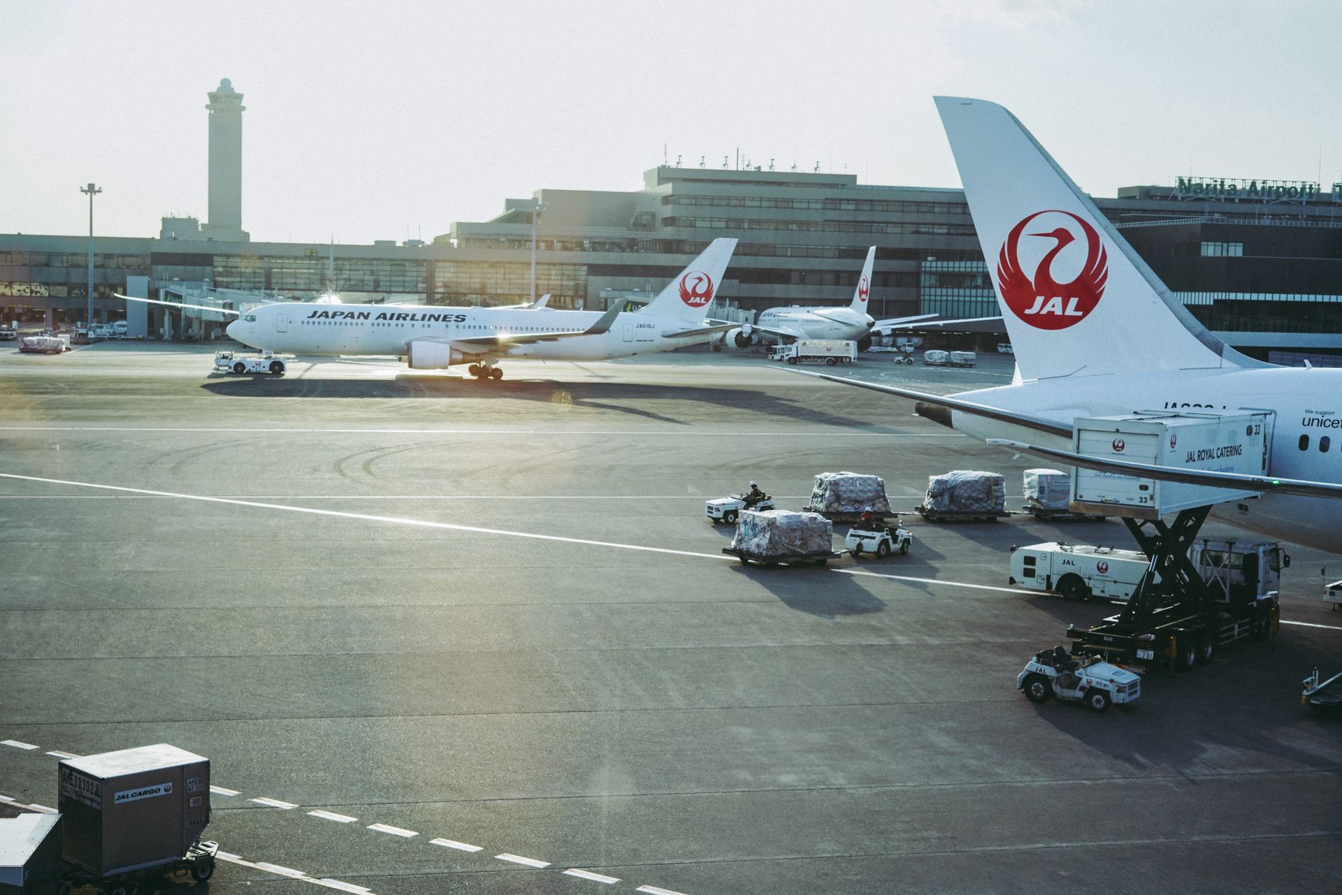 Japanese airline aircraft at airport terminal