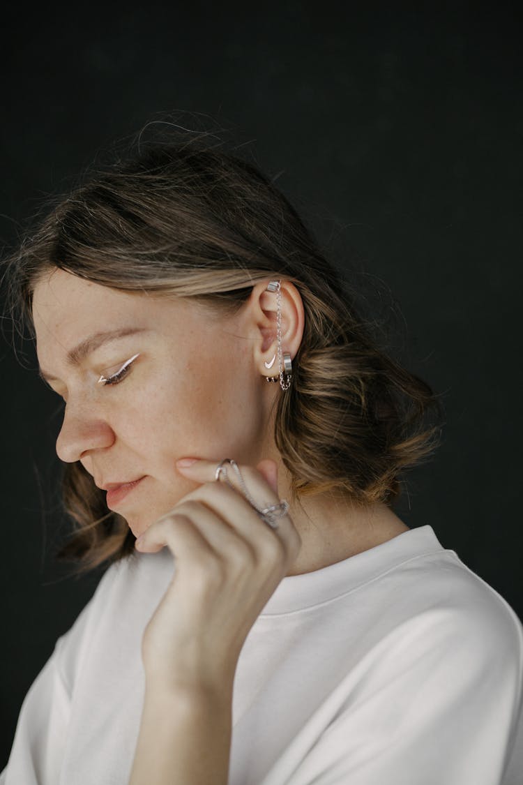 Side Portrait Of Woman With Eyes Closed