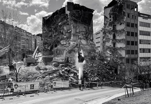 Bulldozers Tearing Down Buildings in Eskisehir