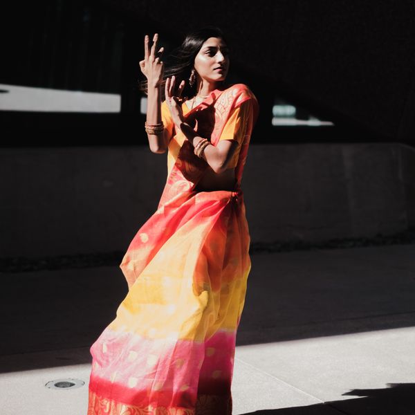 Orange pink saree