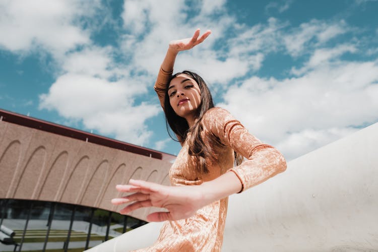 Woman In Velvet Dress Dancing