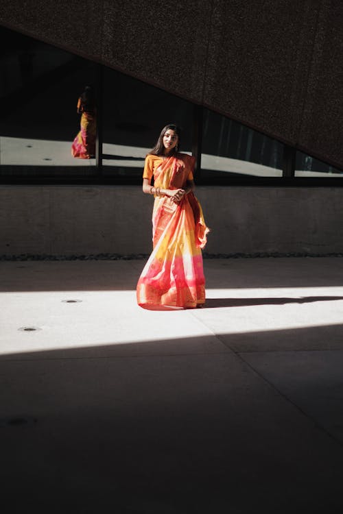 Photo of a Woman in a Sari Dress