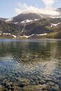 A Placid Lake Near  Mountain with  Snow