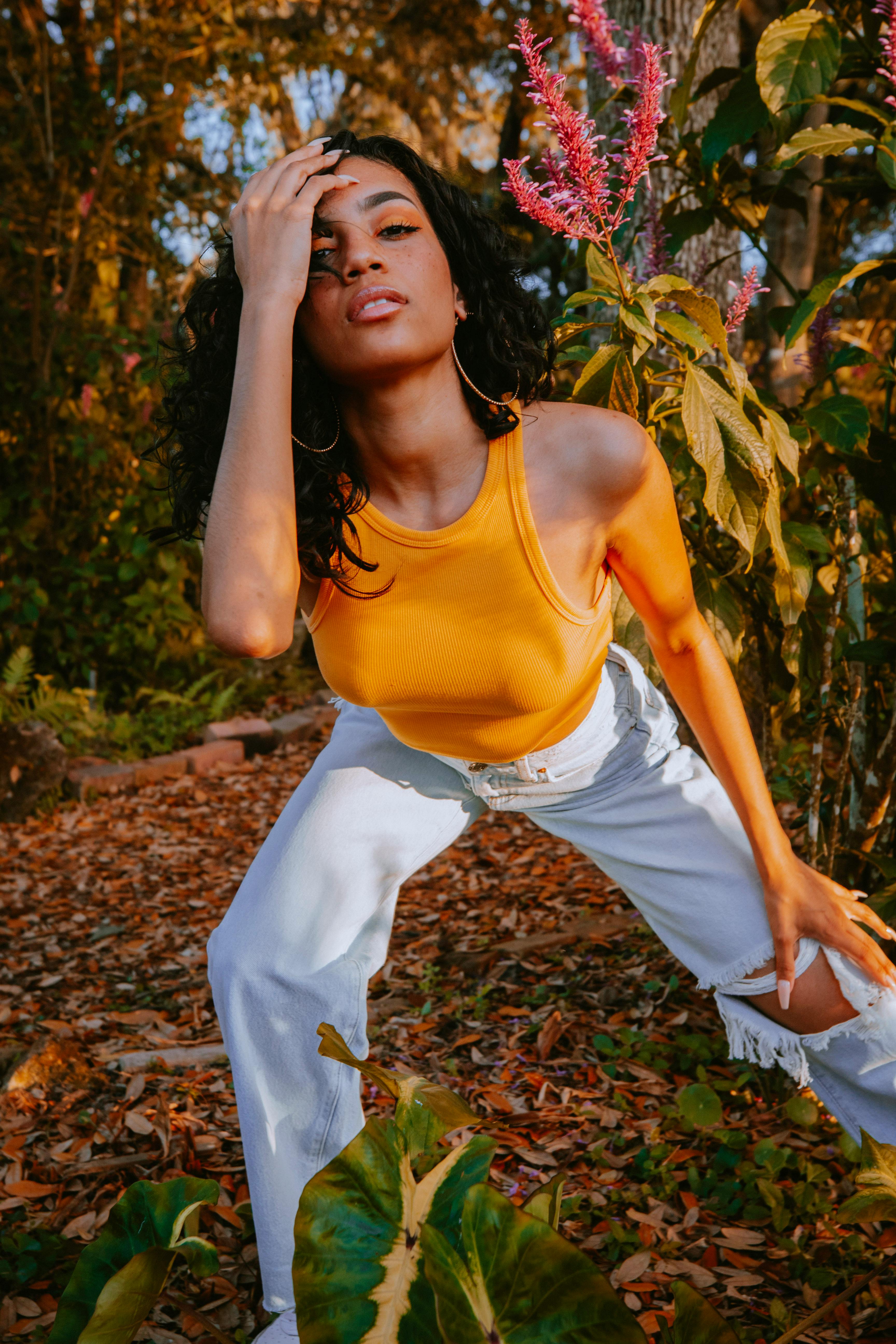 Yellow top hot sale white pants