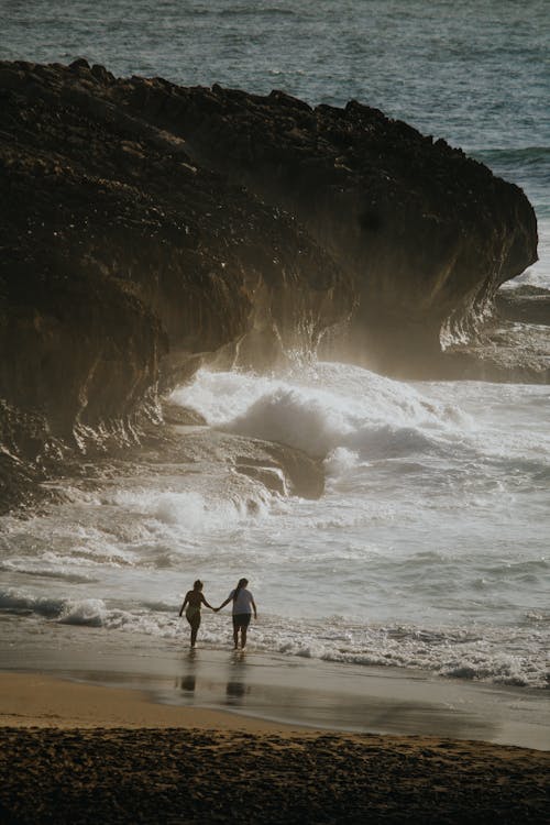 dalgalar, deniz kıyısı, dikey atış içeren Ücretsiz stok fotoğraf