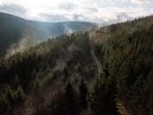 Green Trees on Mountain Under White Clouds