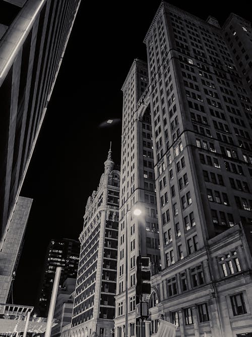 Free Grayscale Photo of High Rise Buildings Stock Photo