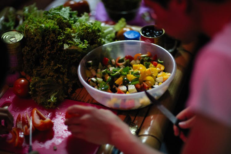 Bowls With Vegetables For A Salad