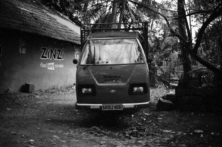 Black And White Shot Of A Camping Truck