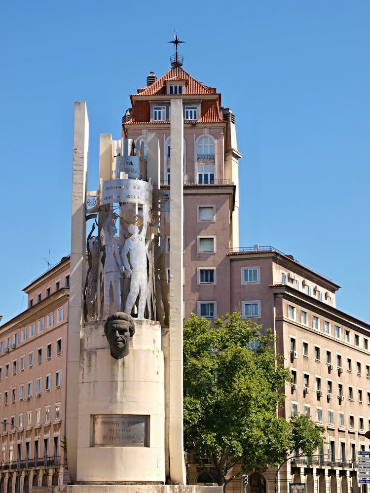 Sa Carneiro Monument And Areeiro Square In Lisbon  