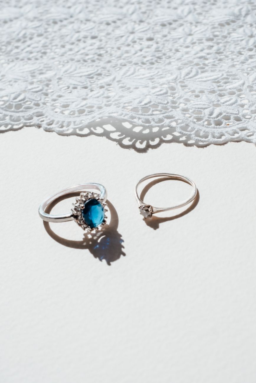 Close Up Elegant Silver Rings Jewellery