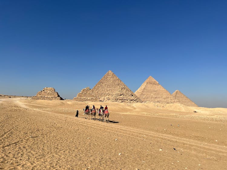 People Riding Camel On Desert