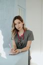 Woman in Scrubs with a Stethoscope 