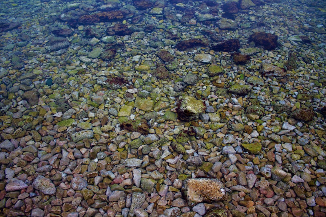 Brown and Gray Rocks on Body of Water