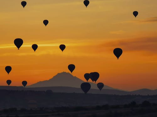 Gratis stockfoto met dageraad, hete lucht ballonnen, omtrek Stockfoto