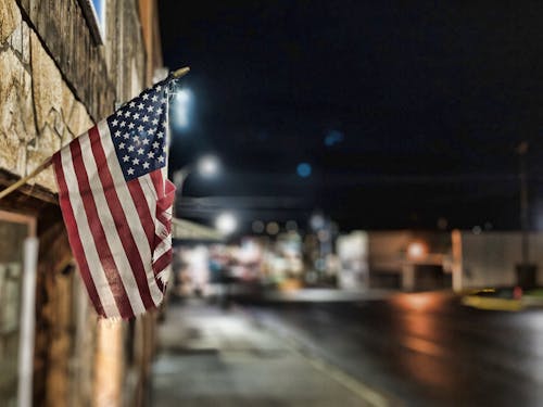 American Flag Hanging on the Wall