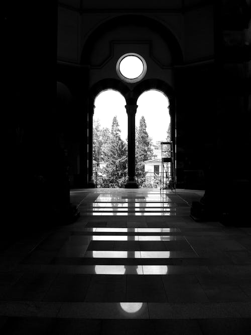 Silhouetted Picture of the Entrance to a Religious Building 