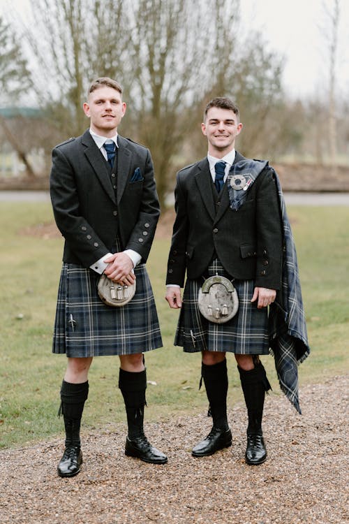 Free Scottish Groom and Best Man in Kilts Stock Photo