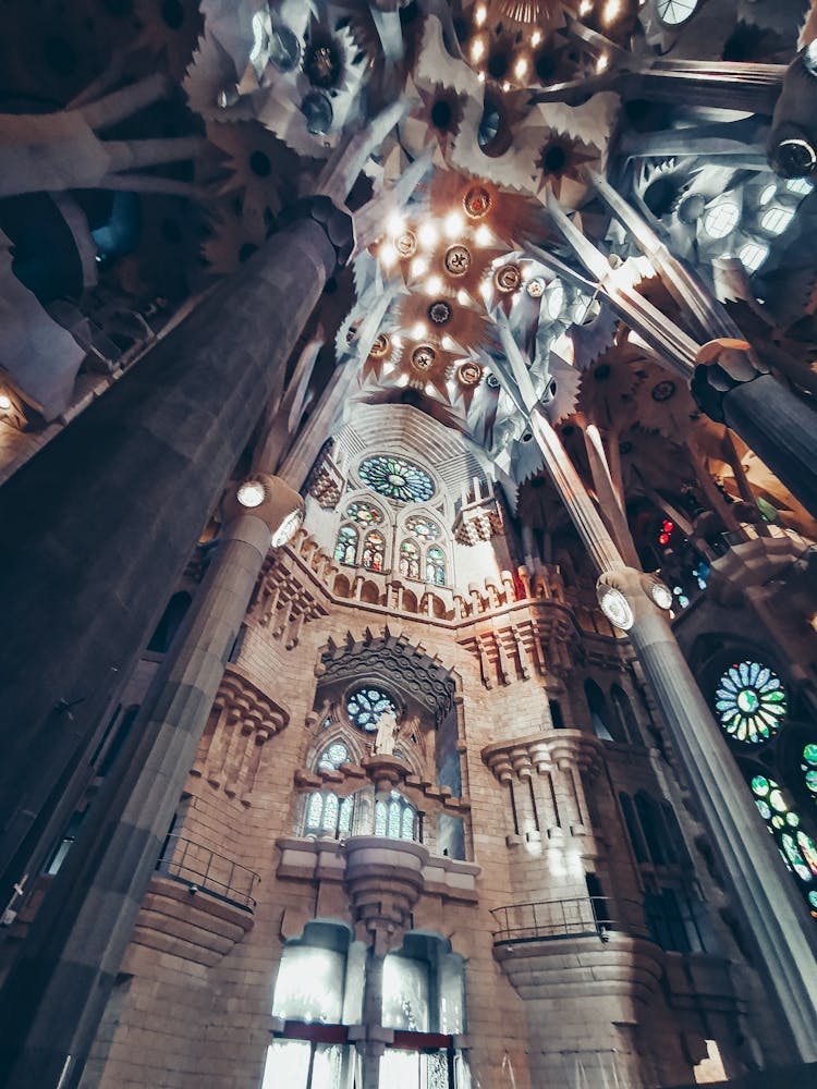 The Interior Of La Sagrada Familia In Spain