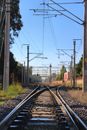 Brown Metal Train Rail Under Blue Sky