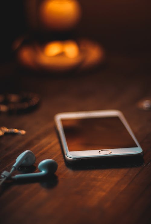 Free Iphone on Table Stock Photo