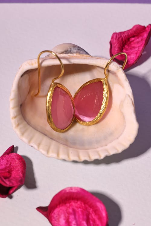 Pink and Gold Earrings