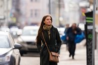 A girl going down the street