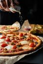 Unrecognizable Hand Sprinkling Salt on Appetizing Pizza