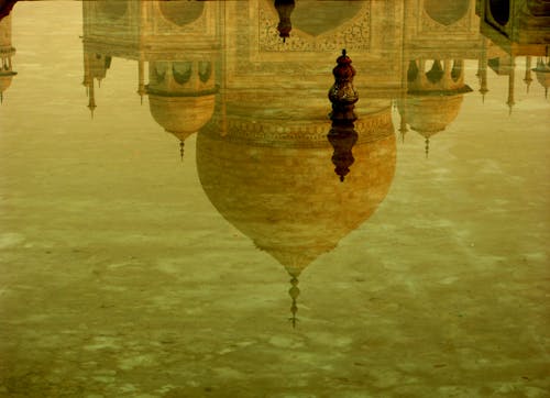 Reflection o Taj Mahal in the Pond 