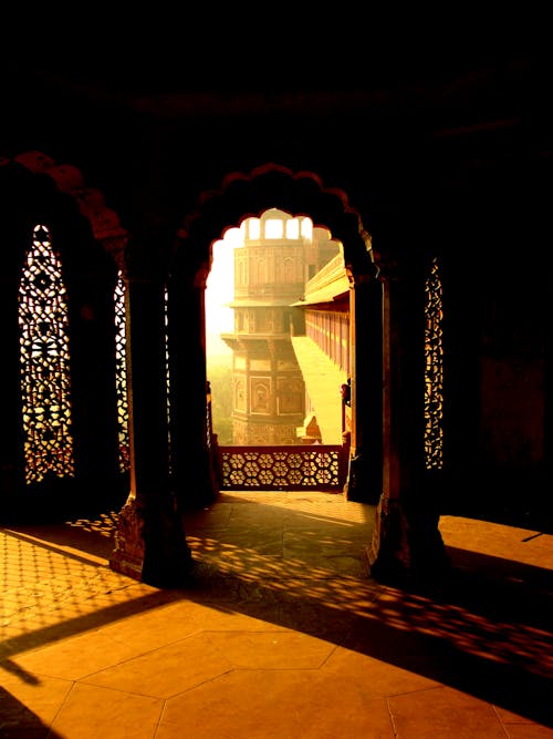 View of the Interior of an Ancient Building in India 