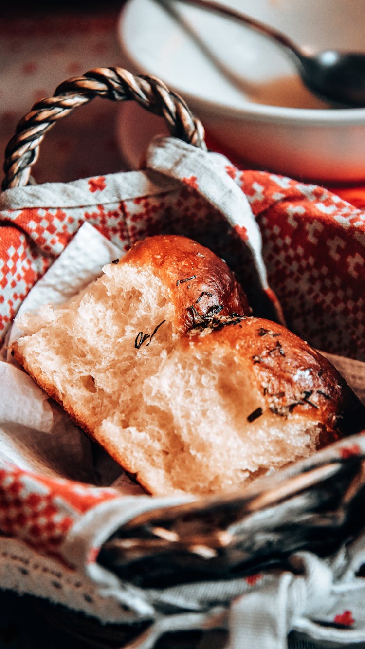 Close Up On Buns In Basket