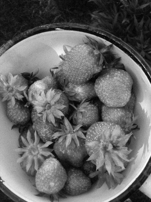 Základová fotografie zdarma na téma černobílý, jahody, jídlo