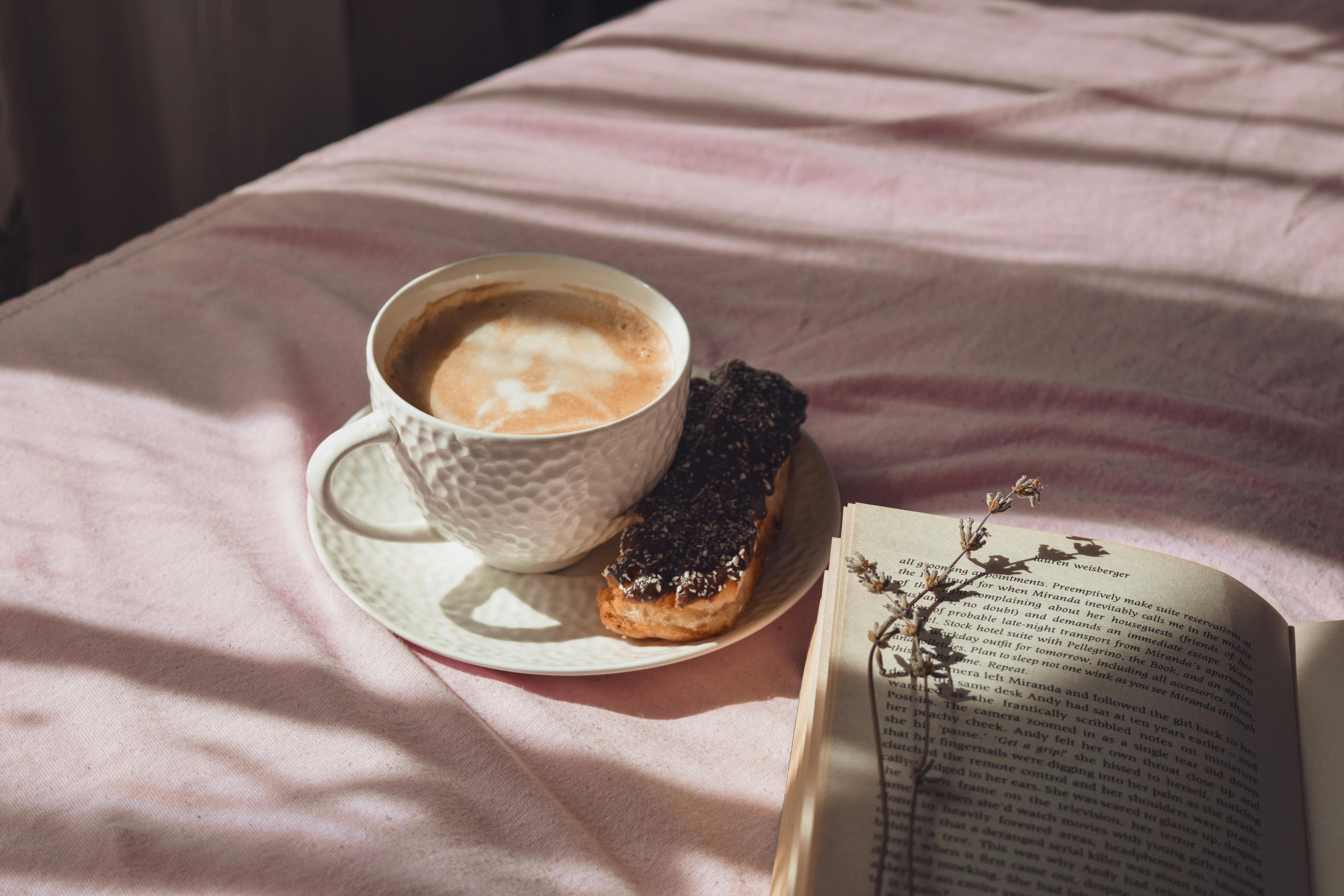 Read Book With Coffee Cup Beside Jetty Stock Photo, Picture and