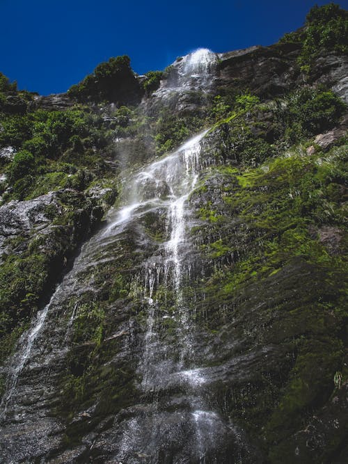 Free Low Angle Shot of a Waterfall Stock Photo